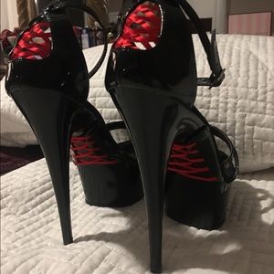 Black corset lace up heels pleaser